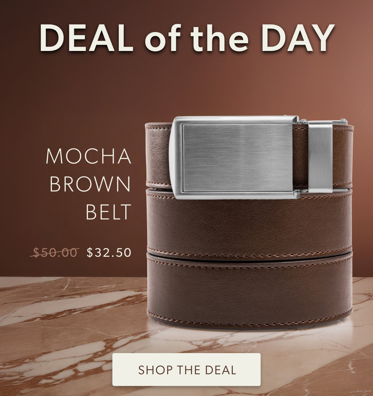 DEAL OF THE DAY! 35% off Mocha Brown Belt with any buckle