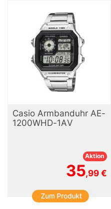 Casio Quarz Armbanduhr AE1200WHD1AVEF B x H x T 421 x 45 x 125mm GehusematerialHarz Material ArmbandEdelstahl