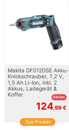 Makita DF012DSE AkkuKnickschrauber 72 V 15 Ah LiIon inkl 2 Akku inkl Ladegert inkl Koffer