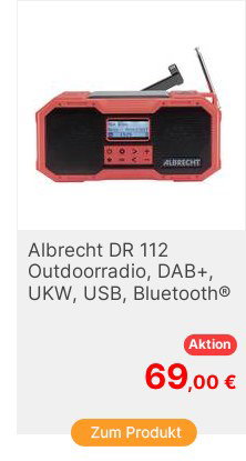 Albrecht DR 112 Outdoorradio DAB UKW Notfallradio USB Bluetooth AkkuLadefunktion Handkurbel Solarpanel