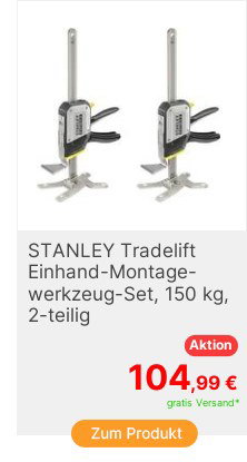STANLEY FMHT835521 EinhandMontagewerkzeug Tradelift Set Tragkraft max 150kg Inhalt 2St
