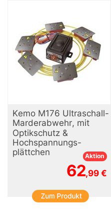 Kemo M176 UltraschallMarderabwehr mit Optikschutz mit Hochspannungsplttchen wasserdicht 1St
