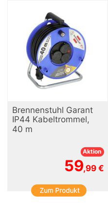 Brennenstuhl 9123020540 Kabeltrommel 40m Schwarz SchutzkontaktStecker