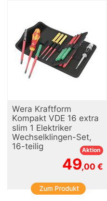 Wera Kraftform Kompakt VDE 16 extra slim 1 Elektriker WechselklingenSet
