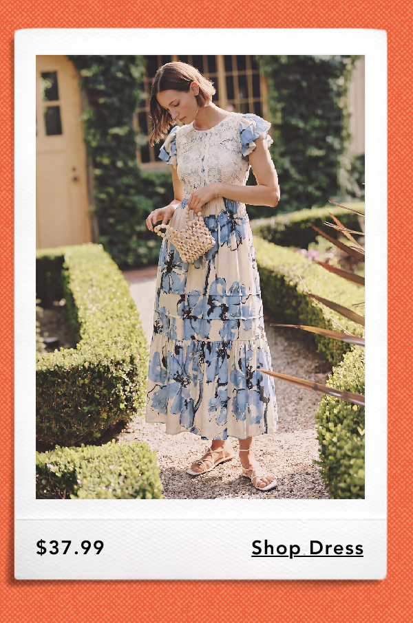 Short Sleeve Lace Front Floral Tiered Midi Dress, $37.99. Shop Dress.