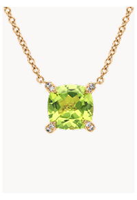 14K Yellow Gold Radiant Reflections Marquise Shaped Peridot & Round Diamonds Station Necklace By James Allen