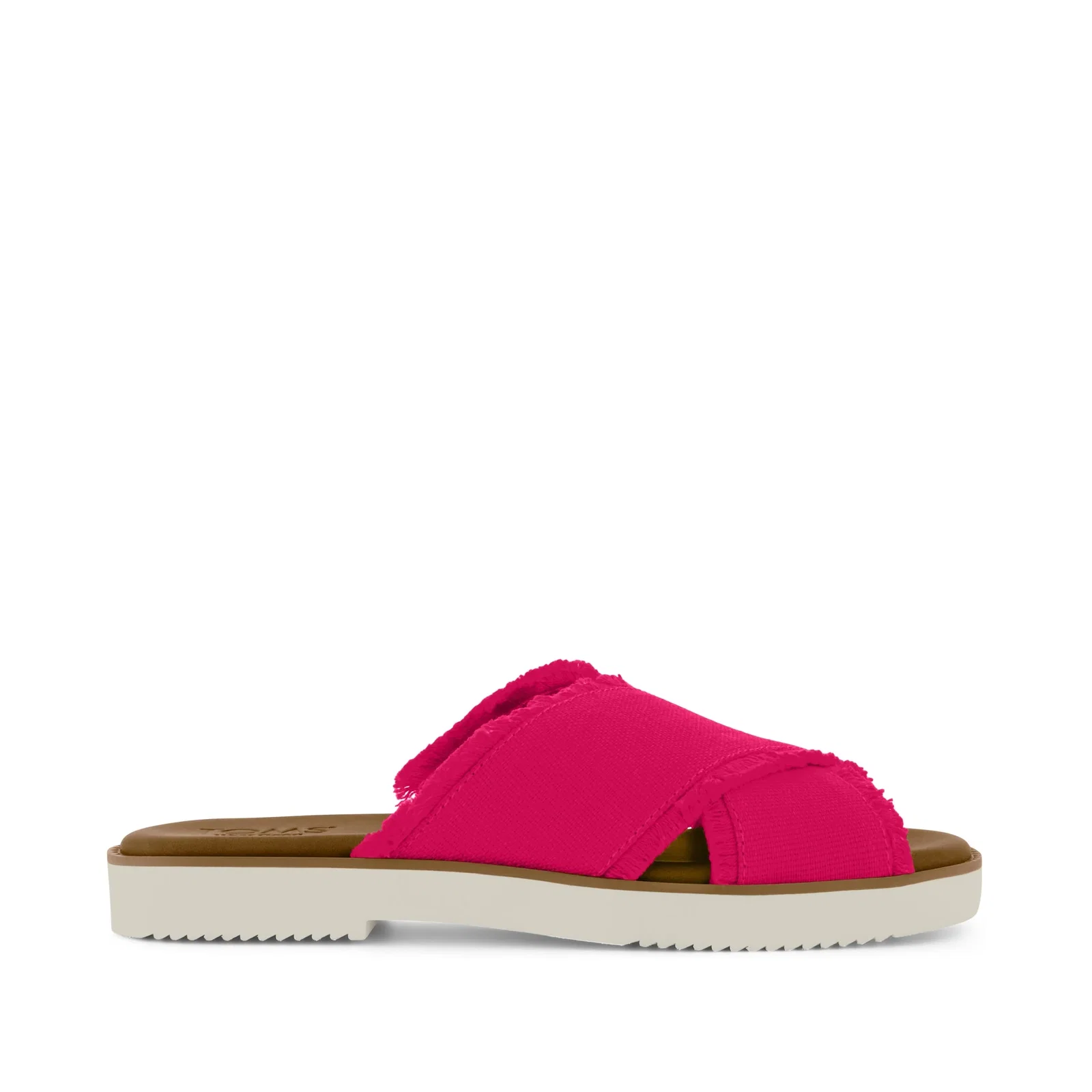 Womens Mae Crossover Slide Sandal Fuchsia Heritage Canvas Fray - 5 