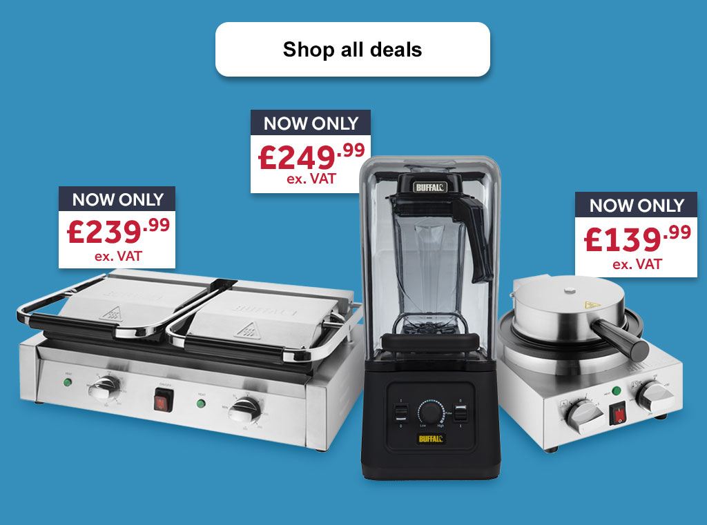 Montage of Buffalo blender, Buffalo contact grill and Buffalo Waffle maker