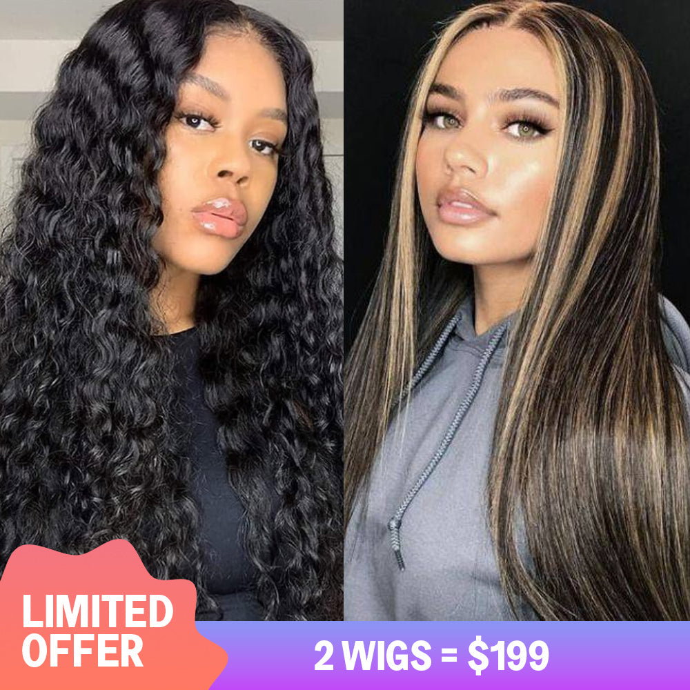 $100 - $50 | 13x4 Lace Front New Dark Burgundy With Rose Red Highlights Body Wave Wig
