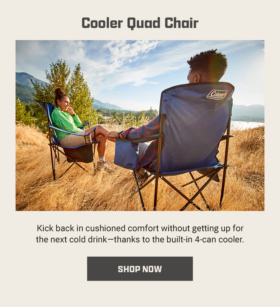 Cooler Quad Chair - Kick back in cushioned comfort with a built-in 4-can cooler. Shop now.