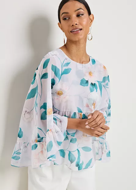 Kaleidoscope Lilac Floral Print Cape Blouse