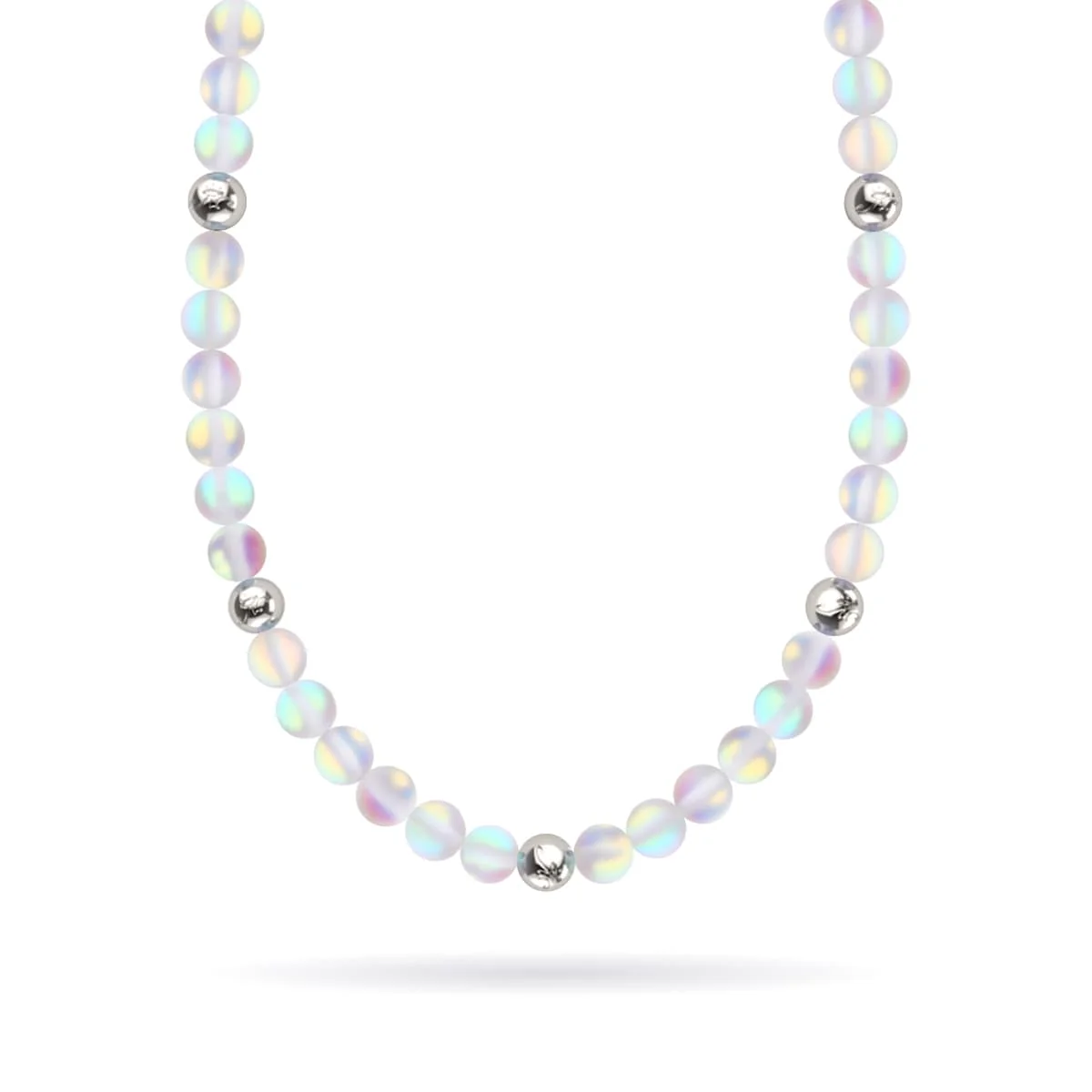 Image of NOGU Rainbow White | Silver | Mermaid Glass Statement Necklace in Light Blue Silver