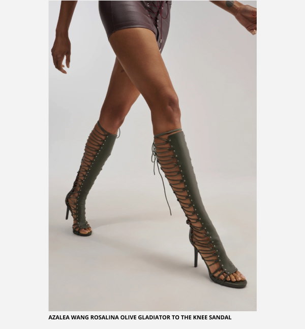 AZALEA WANG ROSALINA OLIVE GLADIATOR TO THE KNEE SANDAL