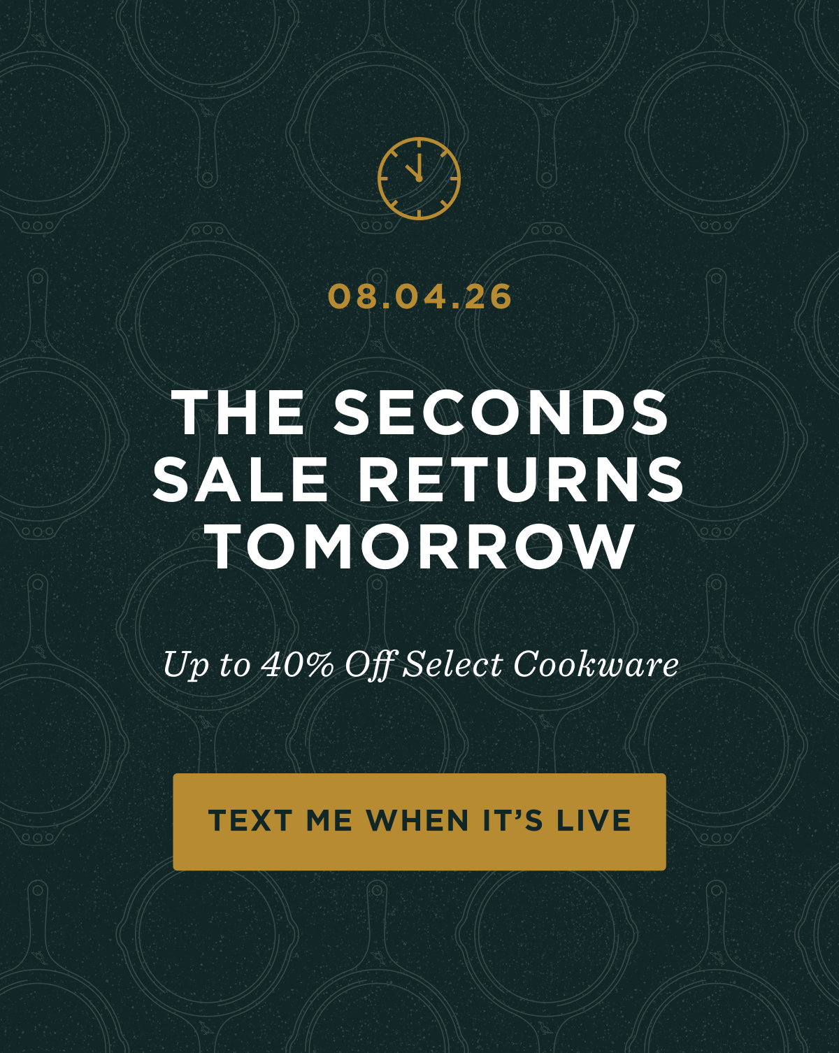 The Seconds Sale Returns Tomorrow