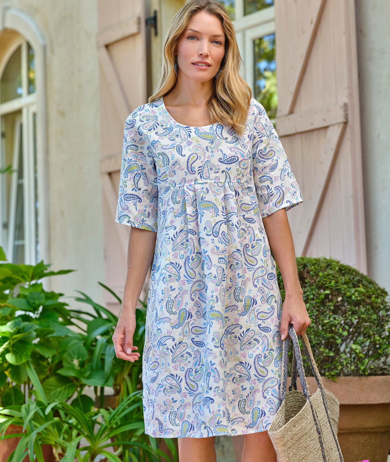 Womens Linen Pocket Tunic Dress