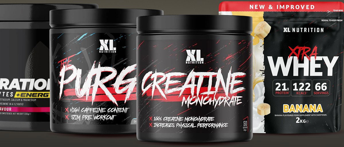 XL Nutrition The Purg, Creatine Monohydrate, Xtra Whey 21.12g Protein 66 Servings Banana