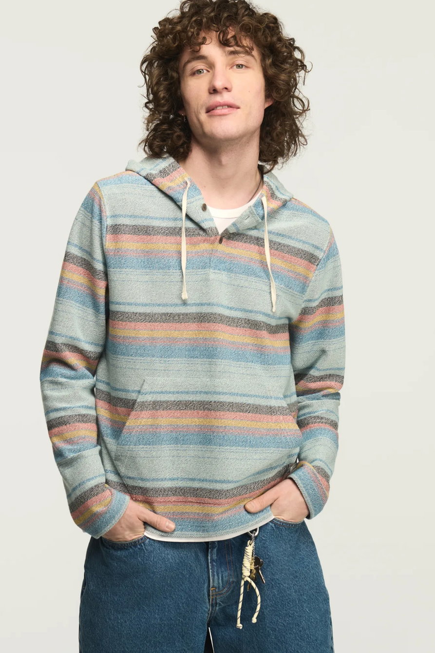 Image of Lucky Brand Stripe Baja Knit Hoodie - Men's Clothing Outerwear Sweatshirts Crewneck Hoodies