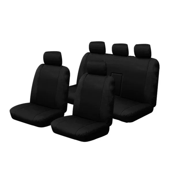 Image of Outback Canvas Seat Covers Suits Mitsubishi Triton MV Dual Cab 12/2023-On, Nissan Navara D27 Dual Cab 12/2025-On Black