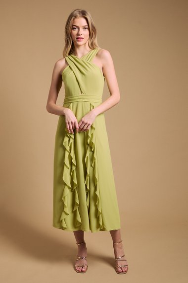 Halter Neck Ruffle Maxi Dress