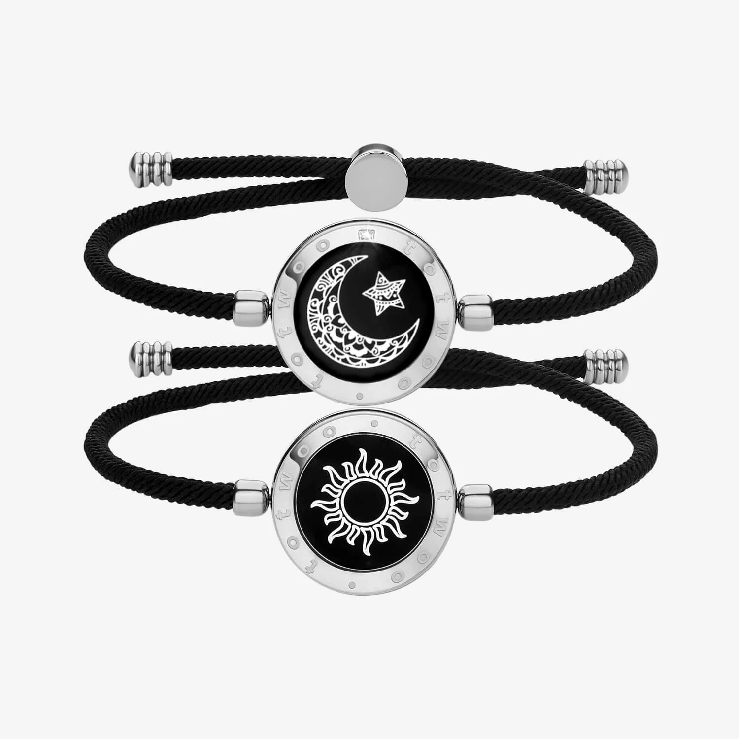Image of Sun & Moon Touch Bracelets with Milan Rope (Black+Black)