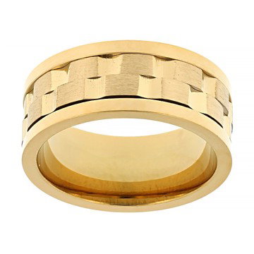 18K Yellow Gold Over Stainless Steel Spinner Band Ring