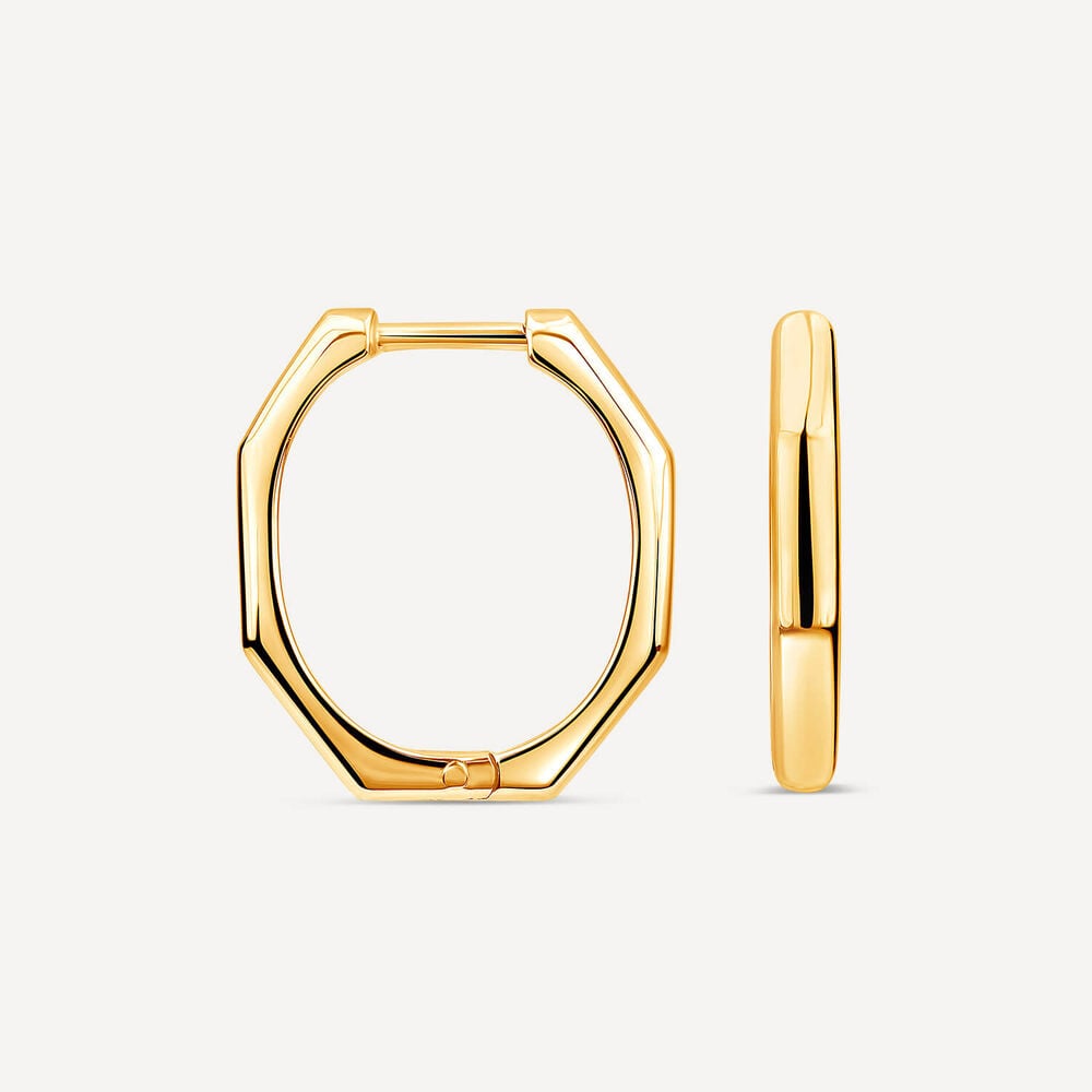 Yellow Gold Plated Sterling Silver Bamboo Shape Hoop Earrings 