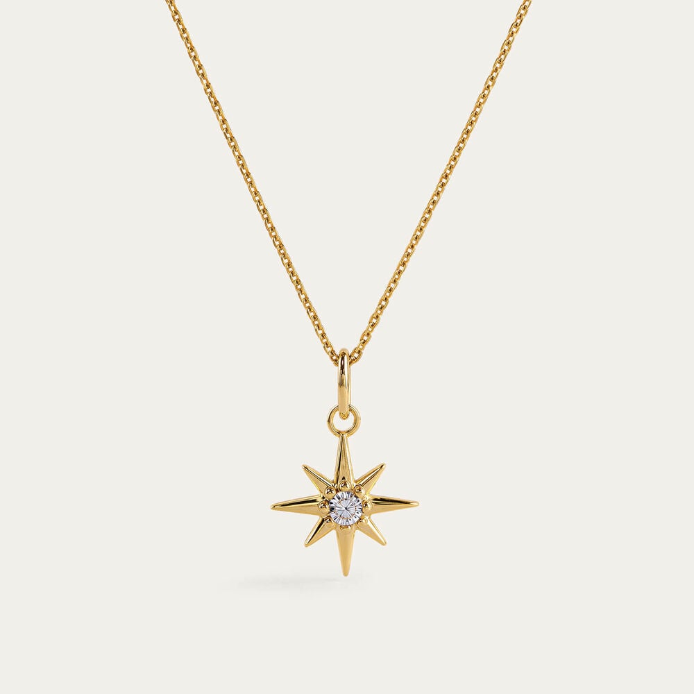 Yellow Gold Plated Sterling Silver Cubic Zirconia Star Pendant 