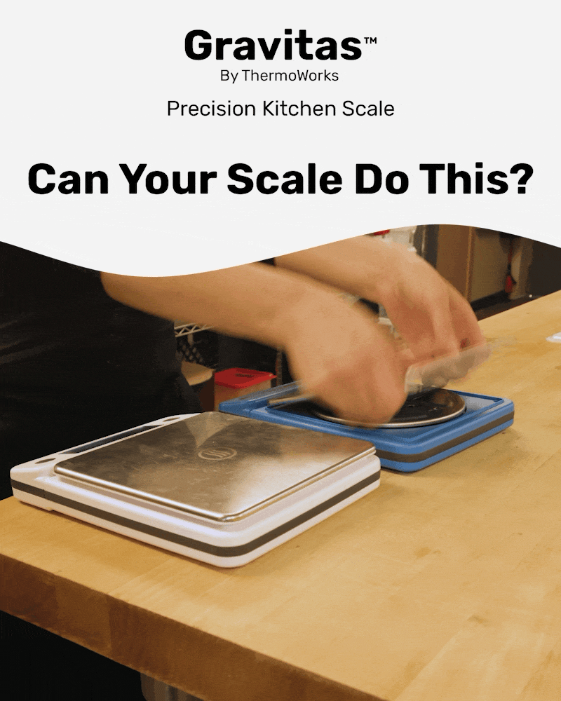 GIF of Gravitas Weighing Poured Chocolate Chips