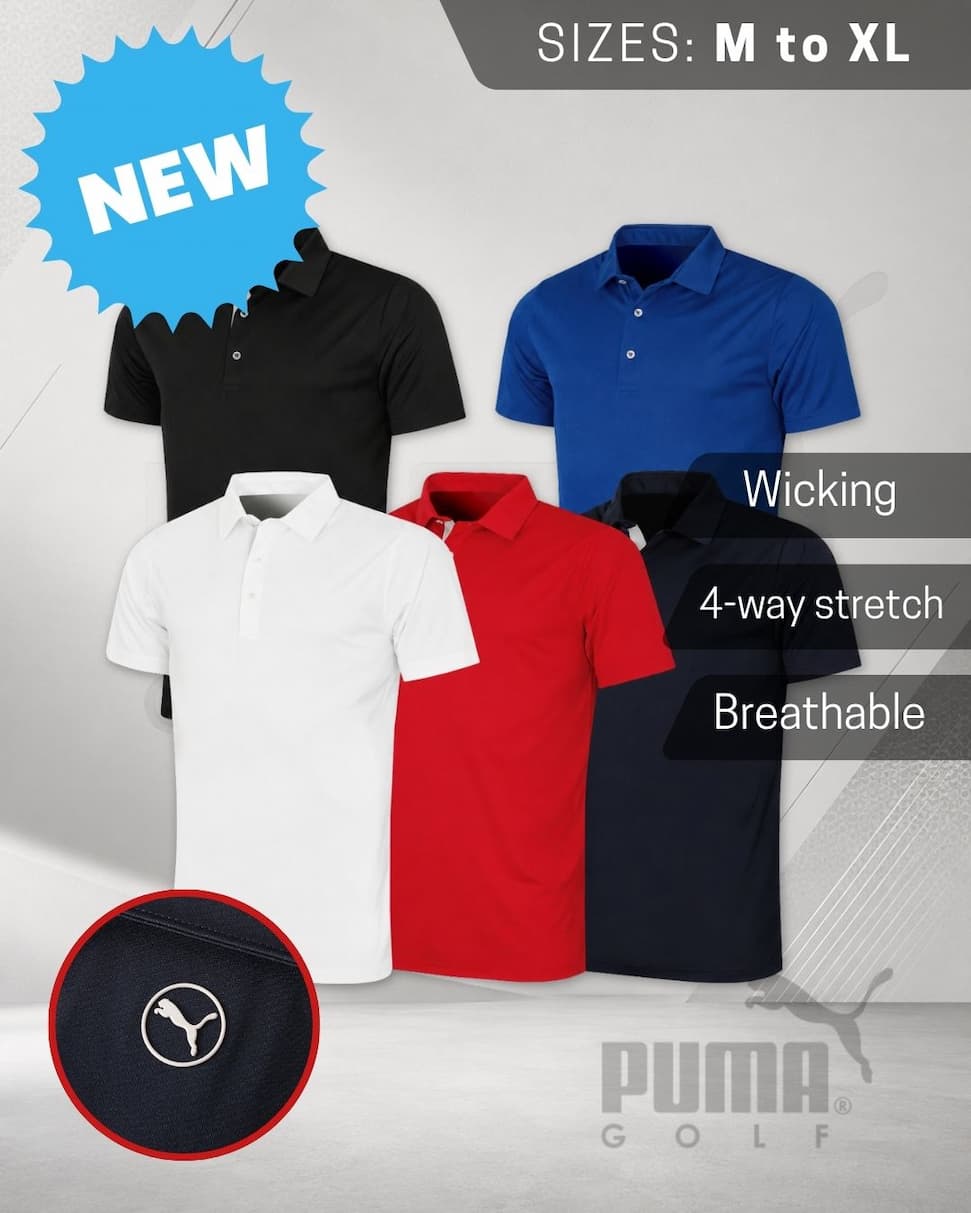 Puma Golf Mens 2026 Pure 2.0 4 Way Stretch Wicking Golf Polo Shirt