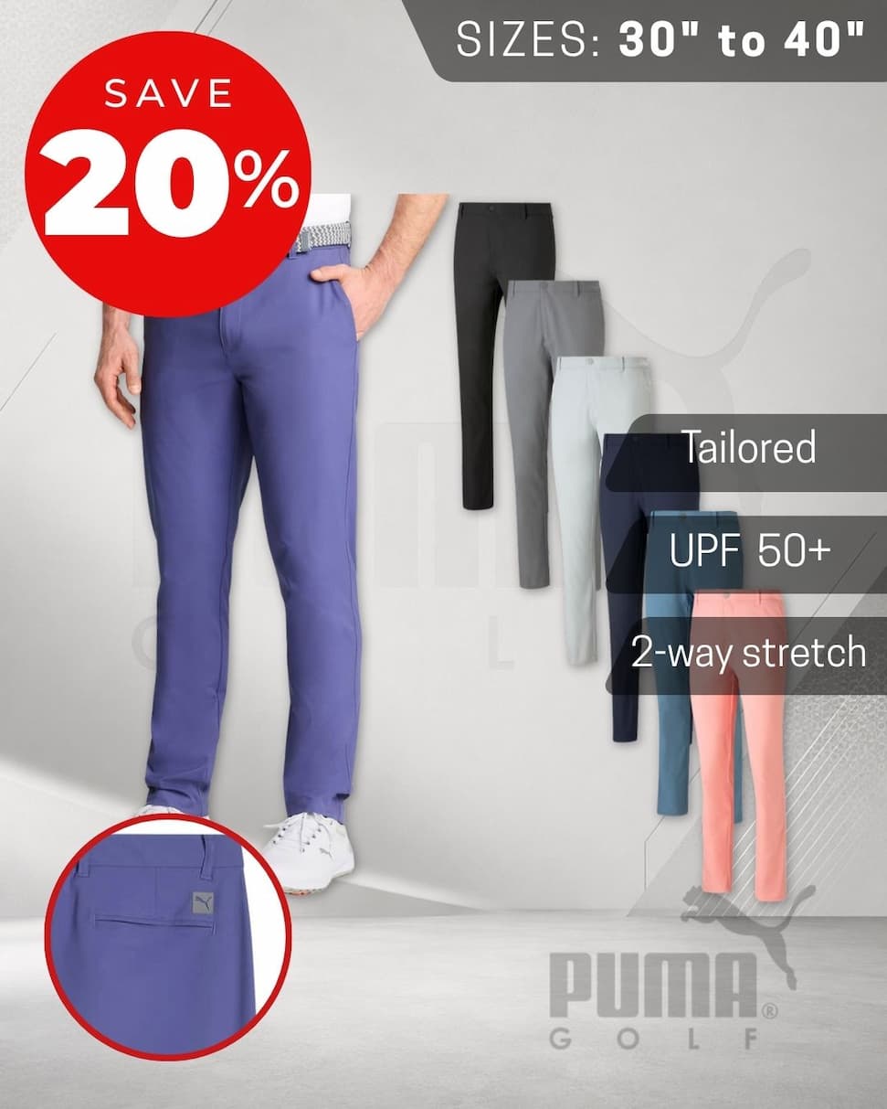 Puma Golf Mens Dealer Tailored Recycled Fabric Mid Rise Trousers