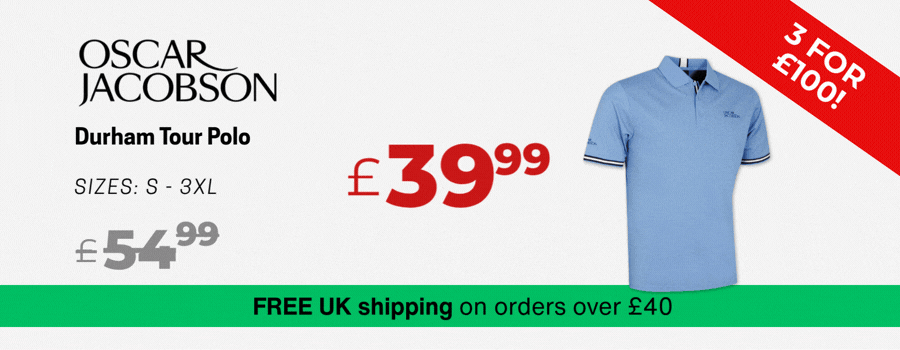 Oscar Jacobson Mens 2026 Durham Tour 4 Way Stretch Golf Polo Shirt