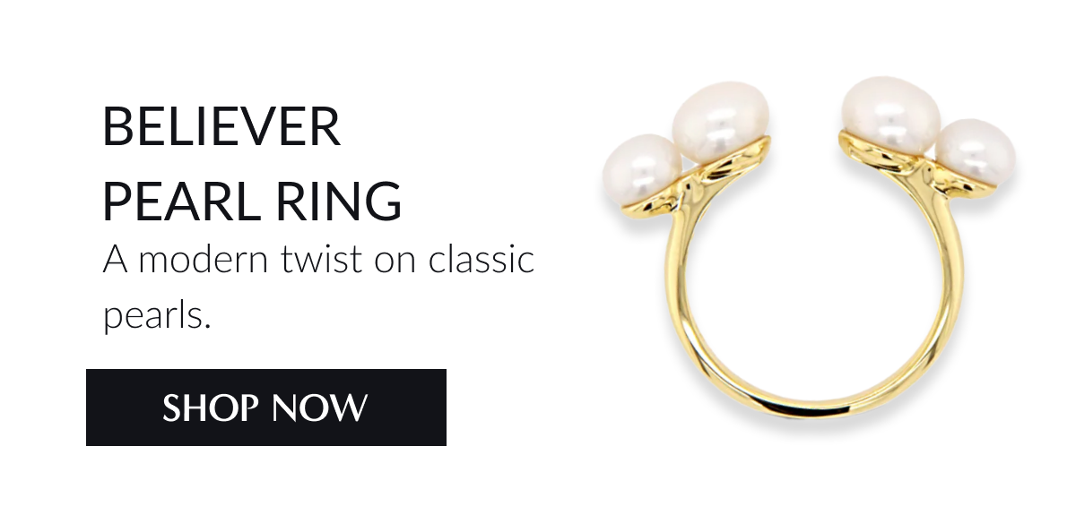 Believer pearl ring: a modern twist on classic pearls.