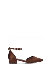 'Ashleigh' Diamante Ankle Strap Court Shoe Heels