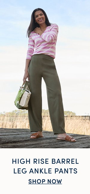 High Rise Barrel Leg Ankle Pants
