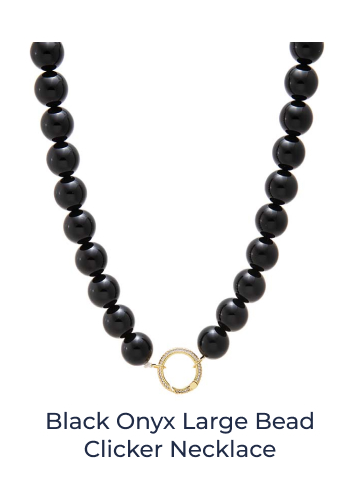 Black Onyx Large Bead Clicker Necklace