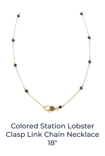 Colored Station Lobster Clasp Link Chain Necklace 18