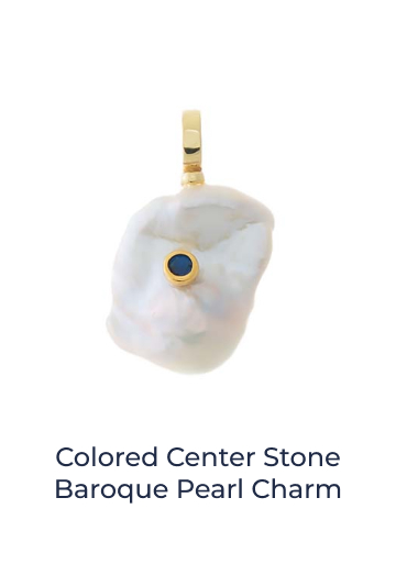 Colored Center Stone Baroque Pearl Charm