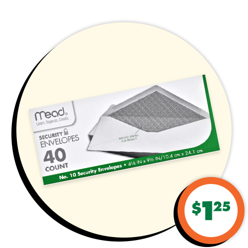 $1.25 Mead® No. 10 Legal-Sized Envelopes, 40-ct.