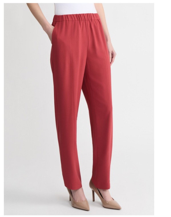 Nora Straight Leg Crepe de Chine Pant, Russet
