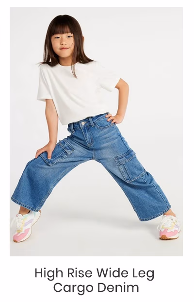 High Rise Wide Leg Cargo Denim