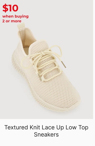 Shop Textured Knit Lace Up Low Top Sneakers