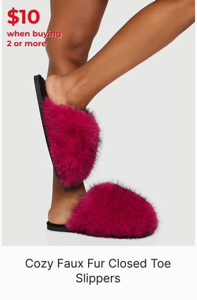 Shop Cozy Faux Fur Closed Toe Slippers