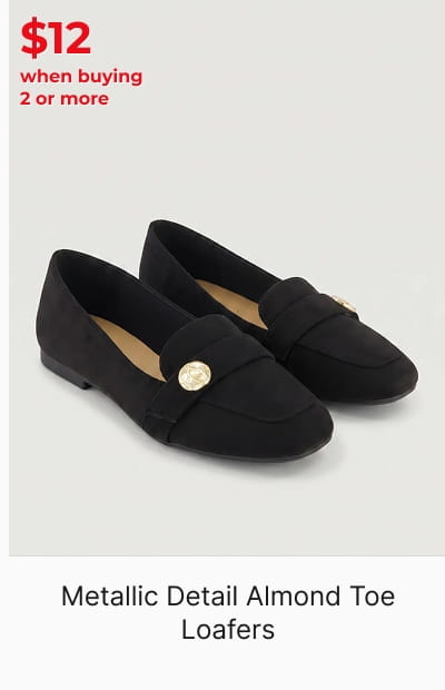 Shop Metallic Detail Almond Toe Loafers