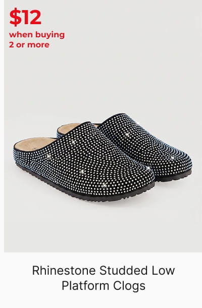 Shop Rhinestone Studded Low Platform Clogs
