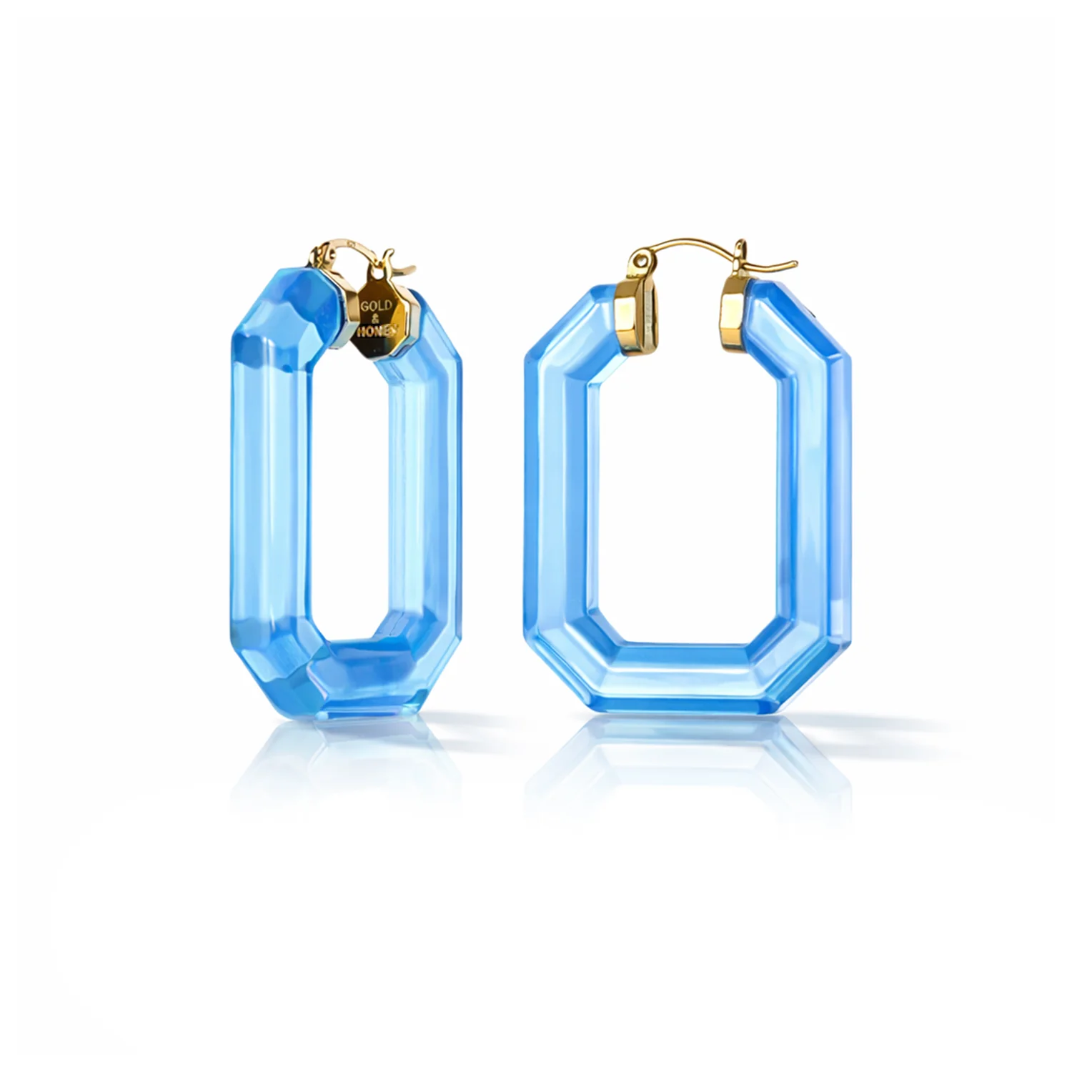 Image of Emerald Gem Lucite Hoop Earrings