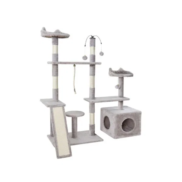Cat Tree Scratching Post Tower Condo House Grey 135Cm