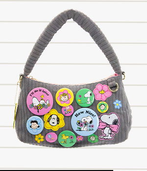 Whatever! Makes You Happy Peanuts Patch Pin Baguette Handbag
