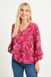 Petite Floral Flute Sleeve Top