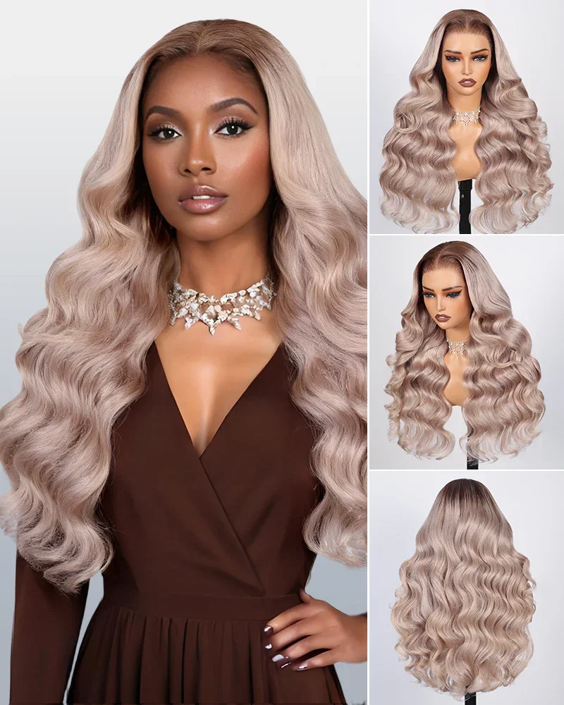 26" = $239 | Arabella 6x5 invisible knots Glueless Ash Blonde Ombre Loose Body Wave Wig Pre-cut Lace Beginner Friendly