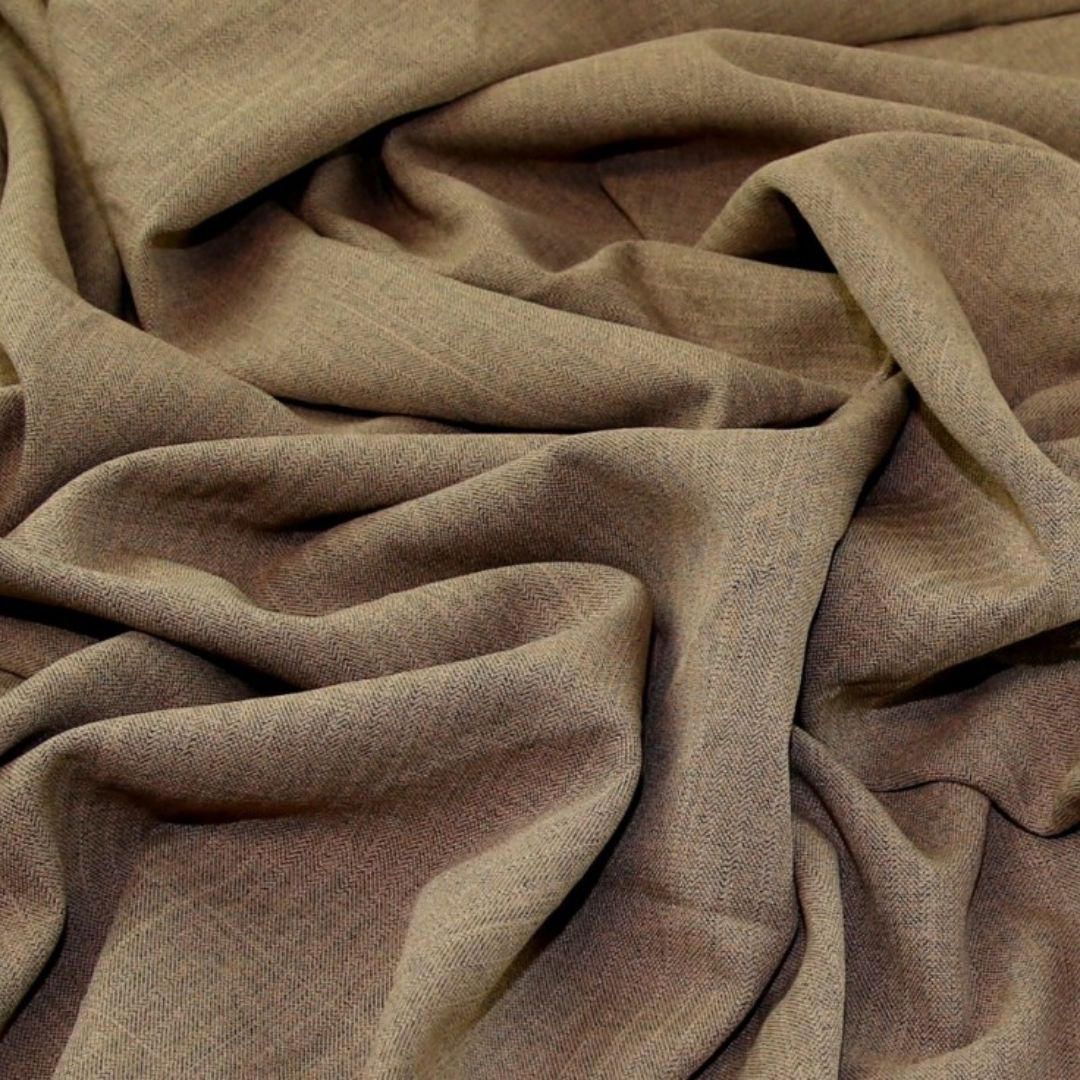 Deadstock Tweed Polyester Suiting Fabric Tan